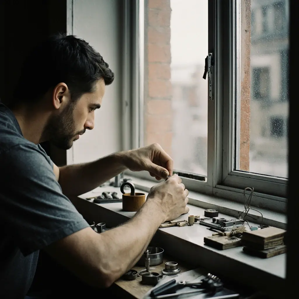 Майстер змащує фурнітуру вікон Ремонт фурнитуры пластиковых окон — быстро | Стандарт Окна 4